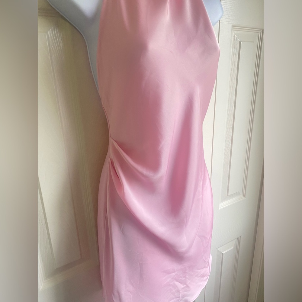 NEW Aritzia Audience Satin Halter Mini Dress in Jellybean Size 0 - Picture 7 of 10